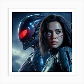 Girl And A Robot 1 Art Print