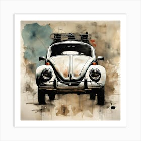 VW Beetle Art Brut Style  Art Print