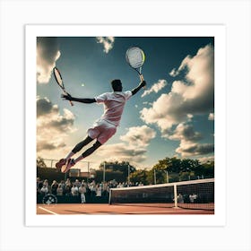 Tennis Player In The Air Art Print