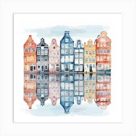 Watercolor Houses In Amsterdam Art Print