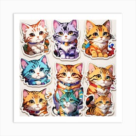 Cat Stickers Art Print