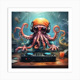 Dj Octopus 4 Art Print