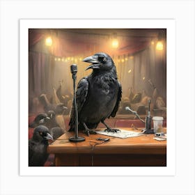 Crows At The Microphone Art Print