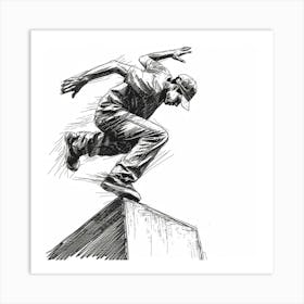 A Parkour Movement Hand Drawn Sketch Illustration 2 Art Print