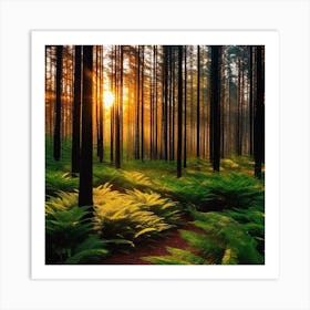 Sunrise In The Forest 26 Art Print