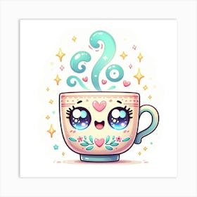 Kawaii Coffee Cup 1 Art Print