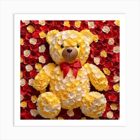 Teddy Bear With Roses 12 Art Print