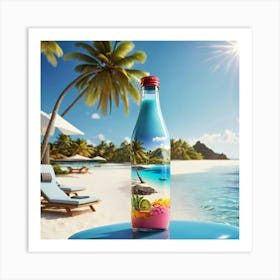 Bottle Of Water On The Beach Art Print