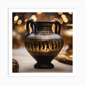 Gold And Black Vase Art Print