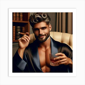 Portrait Of A Man With A Cigar-3 Art Print