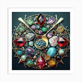 Logo made of gemstones extracted with a tablespoon. 3 Art Print