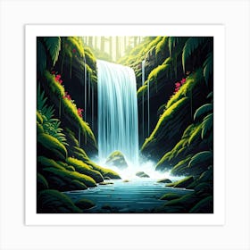 Tranquil Waterfall Art Print