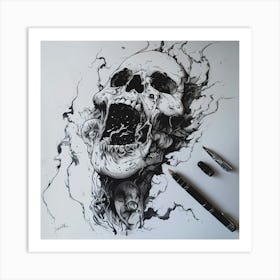 Skull Drawing 3 Art Print