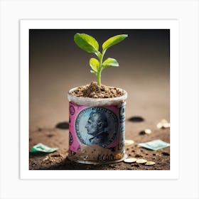 Plant in money Art Print