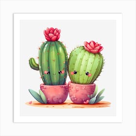 Kawaii Cactus 4 Art Print