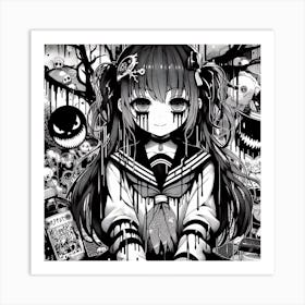 Abstract Emo Girl Art Print