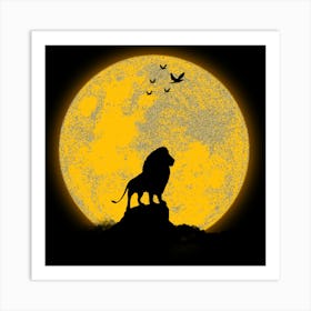 Lion And The Moon Art Print