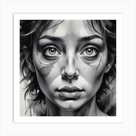 Girl With Tears On Her Face Art Print