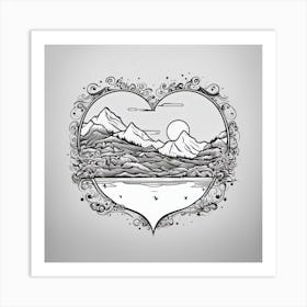 Heart With Mountains Art Print