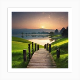 Sunrise Over The Lake 1 Art Print