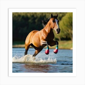 Horse Jumping In Water 1 Art Print