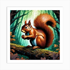 Squirrel In The Woods 40 Art Print