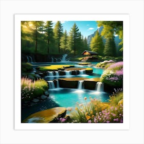 Waterfall In The Forest Art Print