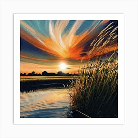 Sunset Over Marsh Art Print