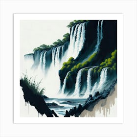 Colored Falls Ink Painting (131) Art Print