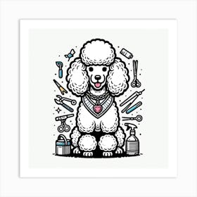 English groomed Poodle 6 Art Print