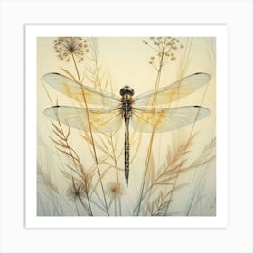 Dragonfly on a flower Art Print