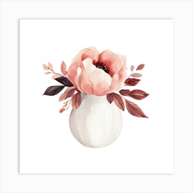 Watercolor Blush Burgundy Flower Arrangement 4 Art Print