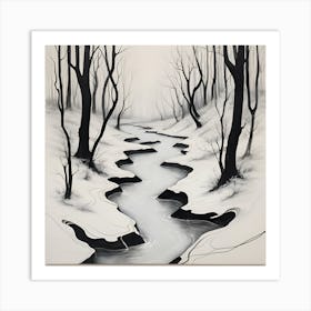 Stream In The Snow Art Print