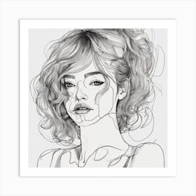 Portrait Of A Woman With Curly Hair Art Print