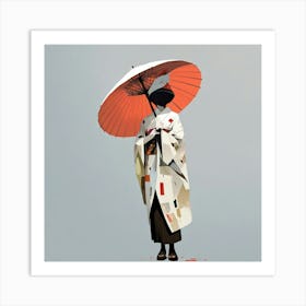 Japanese woman with umbrella 5 Art Print