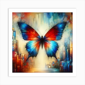 Colourful Modern Abstract Butterfly v8 Art Print