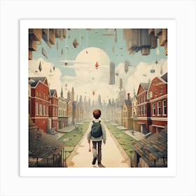 Boy In A City Art Print