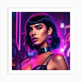 Neon punk dua lipa l art print portrait Art Print