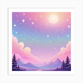 Sky With Twinkling Stars In Pastel Colors Square Composition 1 Art Print