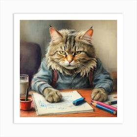 Cat Drawing 5 Art Print