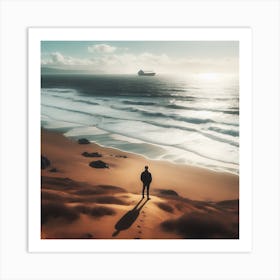 Man On The Beach Art Print