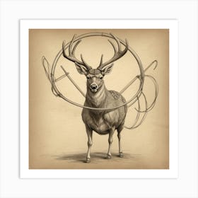 Deer With Horns 1 Art Print