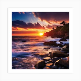 Sunset At The Beach 257 Art Print