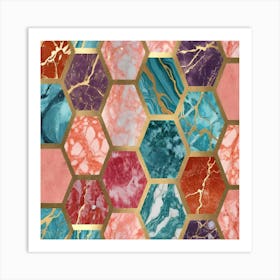 Marble Hexagon Canvas Art Art Print