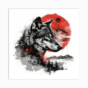 Wolf In The Moonlight Art Print