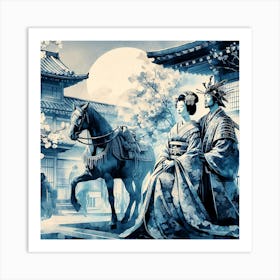 Japan Traditional Geisha Illustration By Ad 168 Art Print