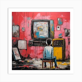 Kid and TV Art Print