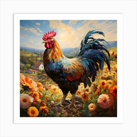 Sunrise Rooster 4 Art Print