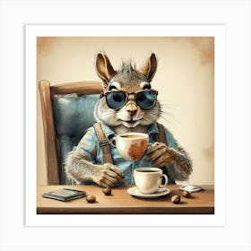 Squirrel Coffee Art Print