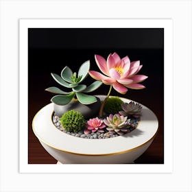 Succulents In A Bowl Art Print